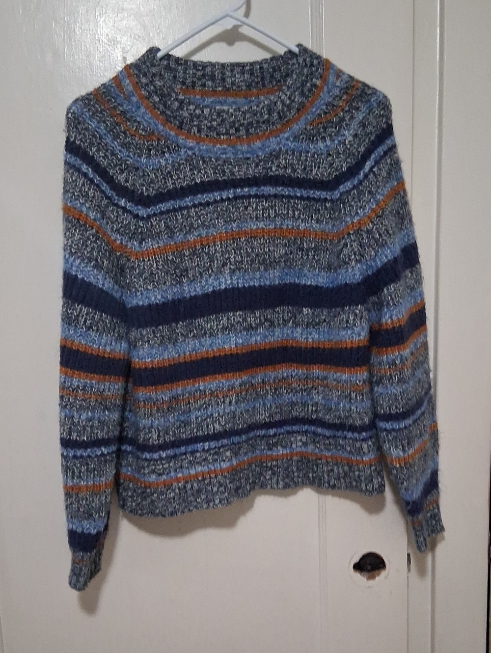 Old Navy Striped Crewneck Sweater in Blue, Navy and Orange